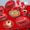 Red Graduation Party Supplies Graduation Party Decorations Serve 24 Disposable Dinnerware Tableware Napkins Cups Tablecloth Plates Banner Balloons for Congrats Class of 2025 College High School Party view 3