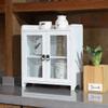 COLLECTIVE HOME - 2 Tiered Storage Cabinet, Countertop Cabinet, Wood Organizer for Kitchen Living Room Bedroom Bathroom Office with Magnetic Door, 15.75 x 14.5 x 6.5, White, 02 view 2