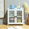 COLLECTIVE HOME - 2 Tiered Storage Cabinet, Countertop Cabinet, Wood Organizer for Kitchen Living Room Bedroom Bathroom Office with Magnetic Door, 15.75 x 14.5 x 6.5, White, 02 view 4