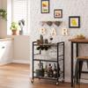 TUTOTAK Bar Cart - Serving Cart for Home - Microwave Cart, Drink Cart, Mobile Kitchen Shelf with Wine Rack and Glass Holder, Rolling Beverage Cart BC01BG030 view 1