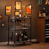 TUTOTAK Bar Cart - Serving Cart for Home - Microwave Cart, Drink Cart, Mobile Kitchen Shelf with Wine Rack and Glass Holder, Rolling Beverage Cart BC01BG030 view 3
