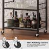 TUTOTAK Bar Cart - Serving Cart for Home - Microwave Cart, Drink Cart, Mobile Kitchen Shelf with Wine Rack and Glass Holder, Rolling Beverage Cart BC01BG030 view 4