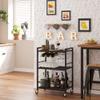 TUTOTAK Bar Cart - Serving Cart for Home - Microwave Cart, Drink Cart, Mobile Kitchen Shelf with Wine Rack and Glass Holder, Rolling Beverage Cart BC01BK030 view 1
