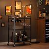 TUTOTAK Bar Cart - Serving Cart for Home - Microwave Cart, Drink Cart, Mobile Kitchen Shelf with Wine Rack and Glass Holder, Rolling Beverage Cart BC01BK030 view 3