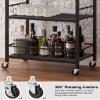 TUTOTAK Bar Cart - Serving Cart for Home - Microwave Cart, Drink Cart, Mobile Kitchen Shelf with Wine Rack and Glass Holder, Rolling Beverage Cart BC01BK030 view 4