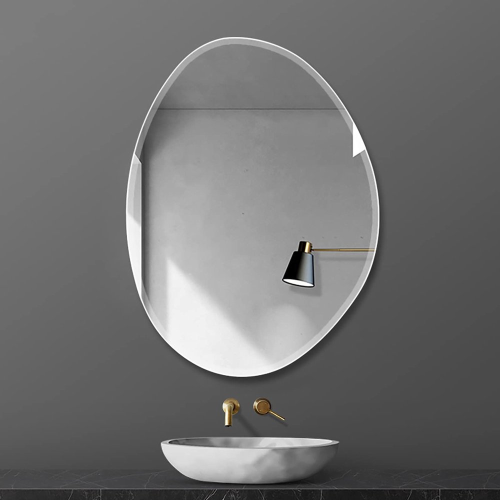 50x67cm, Modern Asymmetrical Bathroom Mirror, Frameless Wall Mirror, Irregular Makeup Mirror, Beveled Edge HD Explosion-Proof, 40x54cm, 60x80cm, for Living Room Bedroom Hallway Entryway (Size : 40x54