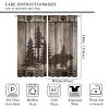Bear Kitchen Window Curtains, Rustic Cabin Pine Forest Wild Animal Black Bear Blackout Drapes,Retro Wooden Board National Style Arrow Bear Claw Print Suitable for Farmhouse Living Room 84x84in view 2