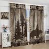 Bear Kitchen Window Curtains, Rustic Cabin Pine Forest Wild Animal Black Bear Blackout Drapes,Retro Wooden Board National Style Arrow Bear Claw Print Suitable for Farmhouse Living Room 84x84in view 4