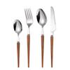 16-piece Set of Wooden Handle Kitchen Silverware Tableware Main Stainless Steel Knife and Fork Spoon Commercial Steak Coffee Western Tableware (Sharp/black) view 1