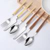 16-piece Set of Wooden Handle Kitchen Silverware Tableware Main Stainless Steel Knife and Fork Spoon Commercial Steak Coffee Western Tableware (Sharp/black) view 3