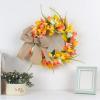 13.7" Spring Wreath, Blooming Floral Wreath with Tulip, Daisy and Green Leaves Outdoor, Farmhouse Spring Summer Wreaths for Front Door OutsideSpring Decoration view 3