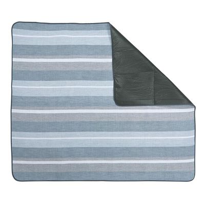 Santa Barbara Design Studio Large Picnic Blankets Portable Waterproof Outdoor Blanket, 59" W x 69" L, Blue/Grey/White Stripes
