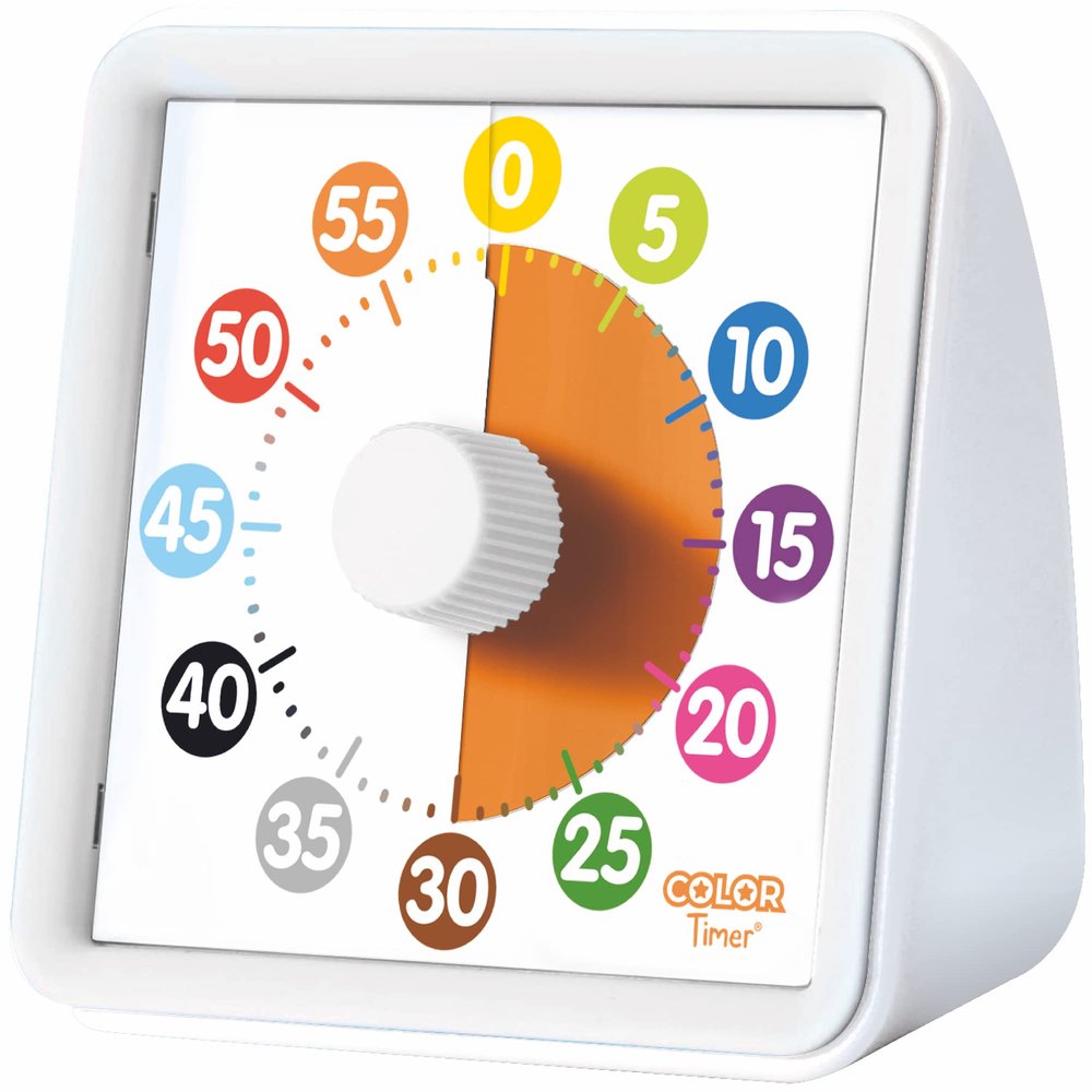 Color Visual Timer for Kids, Preschoolers & Toddlers - Silent Classroom and Home 60-Minute Countdown Clock, Time Management Tool