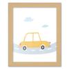 8x10 Framed Nursery Wall Art Hand Drawn Yellow Car Poster in Natural Wood Frames For Kid Bedroom or Playroom view 1