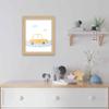 8x10 Framed Nursery Wall Art Hand Drawn Yellow Car Poster in Natural Wood Frames For Kid Bedroom or Playroom view 2