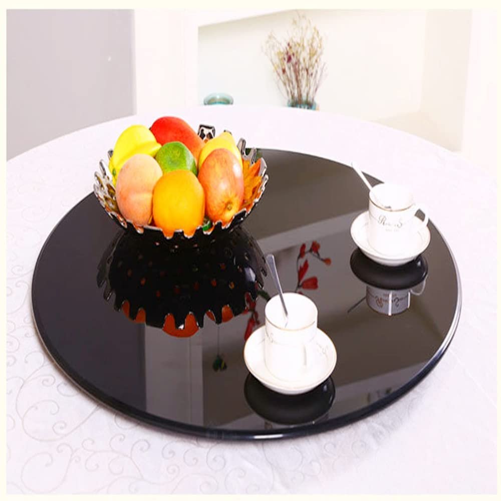 FREAZE Black Glass Table Top 20in 40in, Round Tempered Glass for Dining Table/Coffee Table, Thick 8mm, Hotel Tempered Glass Tabletop Decorative (Size : 60cm/24in)