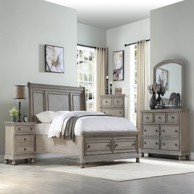 Bernards Prescott King Storage Bed Panel, Weathered Taupe Gray