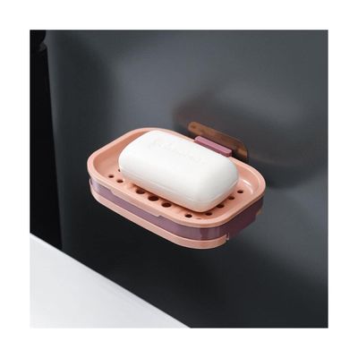 NOBRIM Wall Mounted Soap Dish Soap Holder Bathroom Strong Suction Drain Rack Soap Dishes for Bathroom and Camping Gym Travel