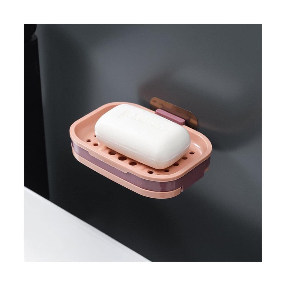 NOBRIM Wall Mounted Soap Dish Soap Holder Bathroom Strong Suction Drain Rack Soap Dishes for Bathroom and Camping Gym Travel