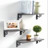 AMADA HOMEFURNISHING Floating Shelves, Wall Shelves for Bedroom, Living Room, Bathroom, Kitchen, Wall Shelf for Wall Decor, Storage Shelves Set of 3, Grey view 1