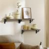 AMADA HOMEFURNISHING Floating Shelves, Wall Shelves for Bedroom, Living Room, Bathroom, Kitchen, Wall Shelf for Wall Decor, Storage Shelves Set of 3, Grey view 2