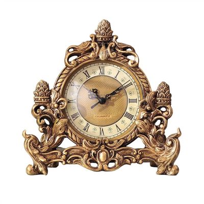 Table Clock European Style Retro Clock Creative Living Room Resin Table Clock Decoration Bedroom Study Silent Clock Decoration Crafts Clock