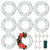 8 Pack Wire Wreath Frame 10 Inch Metal Form Ring for Crafts DIY Front Door Christmas New Year Valentines Wedding Garden Home Party Decoration With 38 Yard Paddle Wire view 1