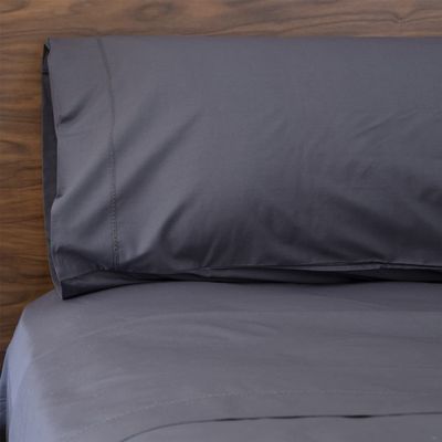 Huddleson Charcoal Grey 500TC Made in Italy Cotton Percale Fitted Sheet - King