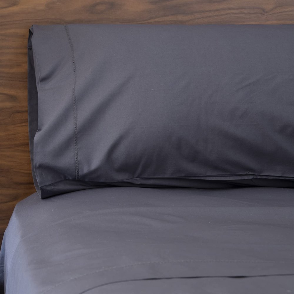 Huddleson Charcoal Grey 500TC Made in Italy Cotton Percale Fitted Sheet - King