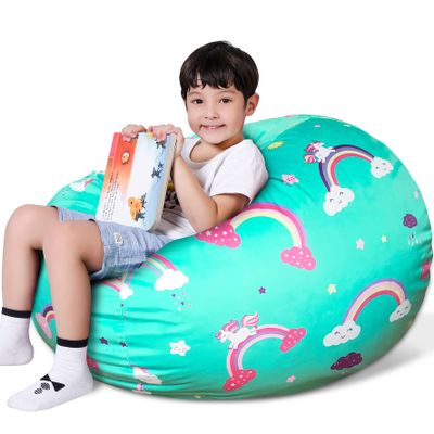 Lukeight Unicorns Stuffed Animals Storage Bean Bag Chair Cover Only (Ships Empty, No Filling) - Velvet YKK Zipper Beanbag Cover for Big Kids Teens, Washable Plush Toy Organizer, XX-Large 36" D x 20" H