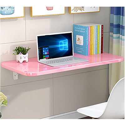 FERFXN Folding Wall-Mounted Drop-Leaf Table Wall Mounted Table Wall Mounted Folding Table Wall Mount Table Kitchen & Dining Table Desk Computer Desk Trestle Desk 80x30cm/31x12in Pink
