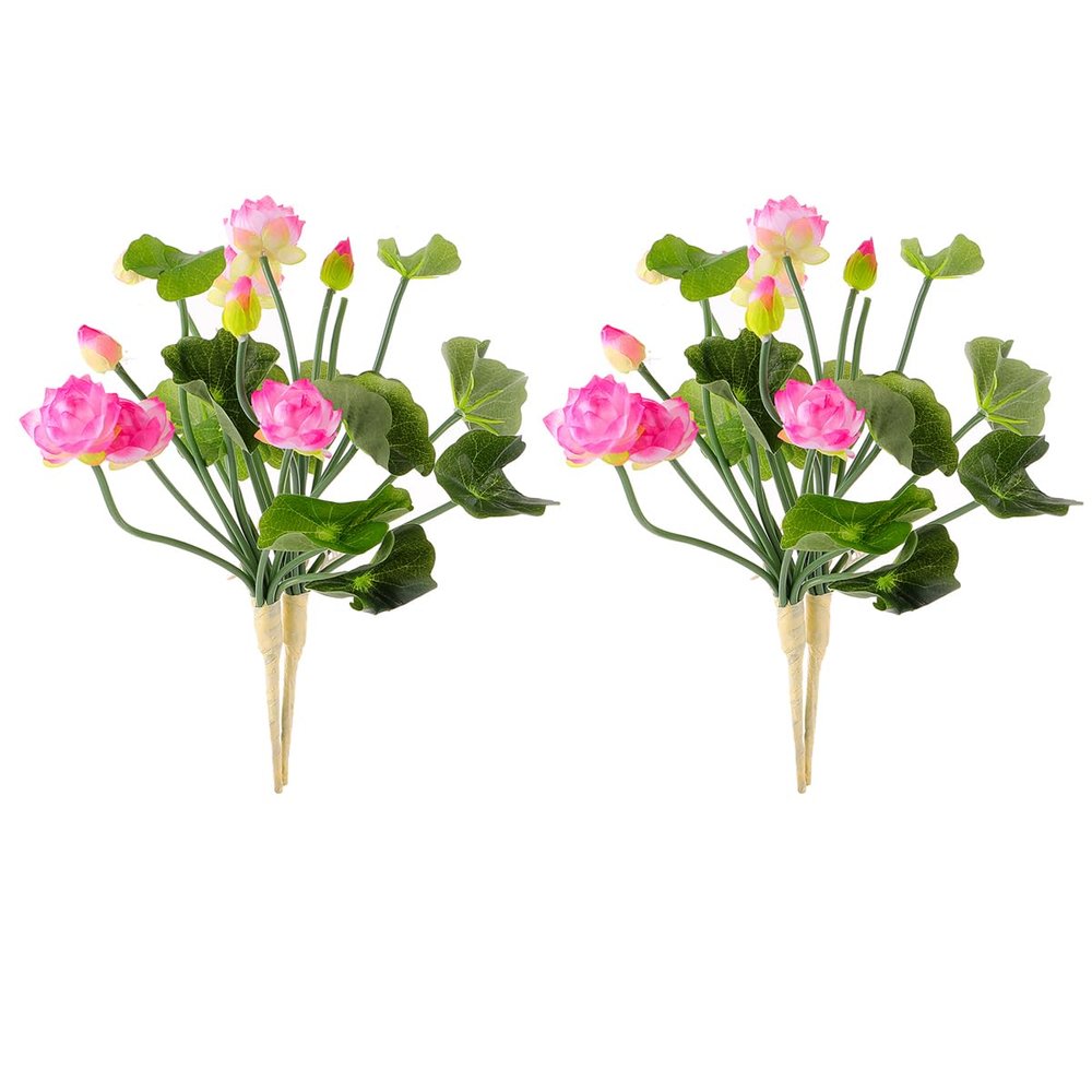 NOLITOY 2pcs Artificial Lotus Flowers, Mini Silk Water Lily for Floral Arrangement Wedding Office Home Table Decor, Dark Pink