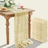 12 Packs Cheesecloth Table Runner,TISEMENT 35''x 120'' Wrinkled Gauze Cheese Cloth Table Runner Boho ,Romantic Centerpieces for Tables ,Versatile Tablecloth for Wedding/ Party Decorations (Beige) view 1