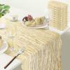 12 Packs Cheesecloth Table Runner,TISEMENT 35''x 120'' Wrinkled Gauze Cheese Cloth Table Runner Boho ,Romantic Centerpieces for Tables ,Versatile Tablecloth for Wedding/ Party Decorations (Beige) view 2