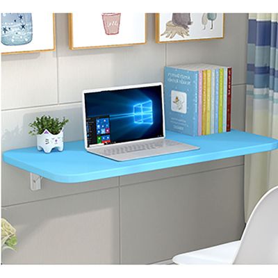 FERFXN Folding Wall-Mounted Drop-Leaf Table Wall Mounted Table Wall Mounted Folding Table Wall Mount Table Kitchen & Dining Table Desk Computer Desk Trestle Desk 50x40cm/20x16in Blue