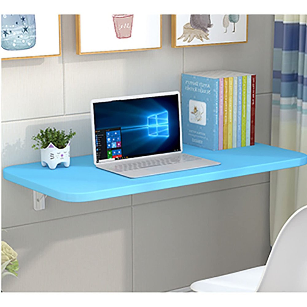 FERFXN Folding Wall-Mounted Drop-Leaf Table Wall Mounted Table Wall Mounted Folding Table Wall Mount Table Kitchen & Dining Table Desk Computer Desk Trestle Desk 50x40cm/20x16in Blue