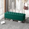Velvet Storage Bench, Deluxe Storage Footstool, End of Bed Bench, Bench with Buttons,Green,80X40X45Cm(31X16X18Inch) view 1