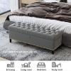 Velvet Storage Bench, Deluxe Storage Footstool, End of Bed Bench, Bench with Buttons,Green,80X40X45Cm(31X16X18Inch) view 4