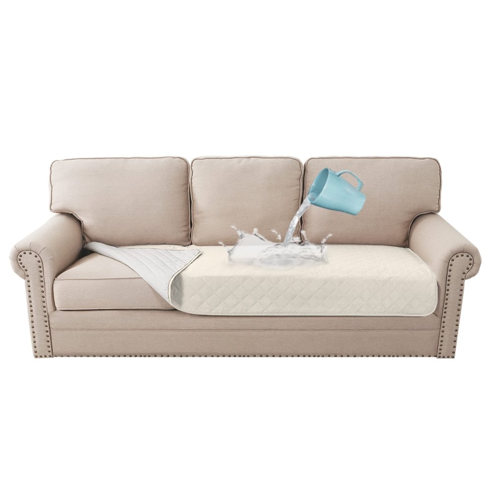 GAMUKAI 100% Waterproof Sofa Cushion Covers Quilted Couch Protector for Kids, Pets & Dogs | Non-Slip Pet Blanket | Reversible Stretchable Sofa Pad (Ivory, 35''x 82'')