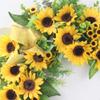 Artificial Sunflower Wreath Simulation Sunflower Hanging Garland Rattan Hoop Wreath for Spring Summer Wedding Decorations 20inch view 2
