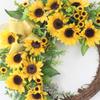 Artificial Sunflower Wreath Simulation Sunflower Hanging Garland Rattan Hoop Wreath for Spring Summer Wedding Decorations 20inch view 3