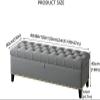 Velvet Storage Bench, Deluxe Storage Footstool, End of Bed Bench, Bench with Buttons,Purple,120X40X45Cm(47X16X18Inch) view 2