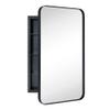 EGHOME Matt Black Rectangle Recessed Bathroom Medicine Cabinet with Mirror Stainless Steel Metal Framed Rounded Rectangular Bathroom Cabinet with Mirror 16.5x27.5'' view 4