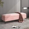 Storage Bench, Velvet upholstered Footbed Bench, Premium Locker Bedroom Bench with Storage, Hallway Shoe Bench,Pink,90x40x43cm(35x16x17inch) view 1