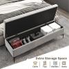 Storage Bench, Velvet upholstered Footbed Bench, Premium Locker Bedroom Bench with Storage, Hallway Shoe Bench,Pink,90x40x43cm(35x16x17inch) view 2