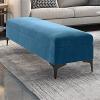 Storage Bench, Velvet upholstered Footbed Bench, Premium Locker Bedroom Bench with Storage, Hallway Shoe Bench,Blue,90x40x43cm(35x16x17inch) view 1