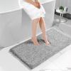 Yimobra Luxury Bathroom Rugs, Fluffy Bath Mats, Non Slip, Water Absorbent Microfiber, Machine Washable, Plush Runner Shower Rugs, Thick Matts for Bathroom Floor&Tub, 56"x 24", Light Gray and White view 1