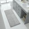 Yimobra Luxury Bathroom Rugs, Fluffy Bath Mats, Non Slip, Water Absorbent Microfiber, Machine Washable, Plush Runner Shower Rugs, Thick Matts for Bathroom Floor&Tub, 56"x 24", Light Gray and White view 2
