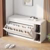 Shoe Bench with PU Cushion and Flip Drawer, MDF Shoe Storage Cabinet with Adjustable Shelves, Storage Bench Shoe Organizer for Entryway,Hallway, 100/80 * 24/30 * 45CM,B,2F100CM view 1