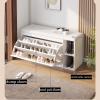 Shoe Bench with PU Cushion and Flip Drawer, MDF Shoe Storage Cabinet with Adjustable Shelves, Storage Bench Shoe Organizer for Entryway,Hallway, 100/80 * 24/30 * 45CM,B,2F100CM view 4